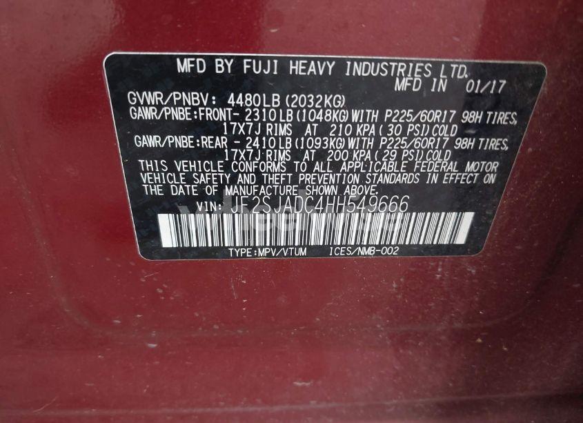 Photo 9 of 2017 Subaru Forester 2.5I PREMIUM (VIN JF2SJADC4HH549666)