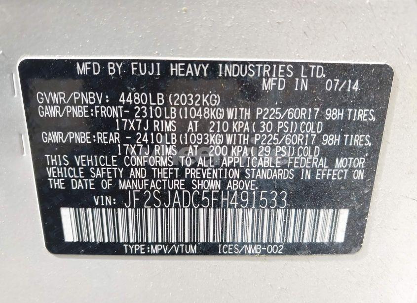 Photo 9 of 2015 Subaru Forester 2.5I PREMIUM (VIN JF2SJADC5FH491533)