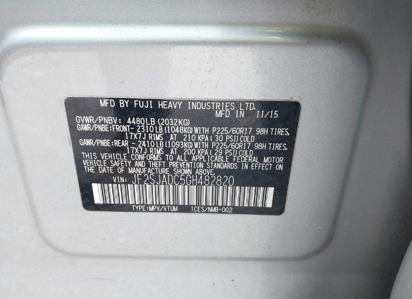 Photo 9 of 2016 Subaru Forester 2.5I PREMIUM (VIN JF2SJADC5GH482820)