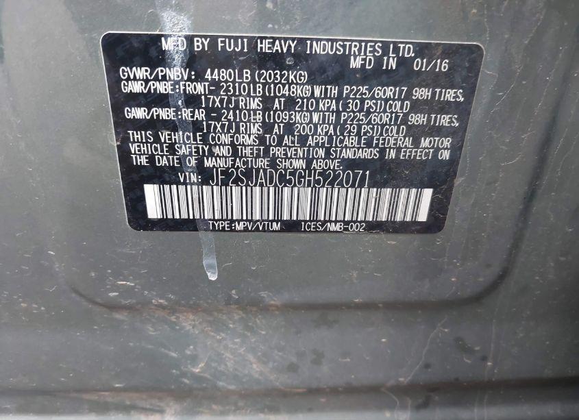 Photo 9 of 2016 Subaru Forester 2.5I PREMIUM (VIN JF2SJADC5GH522071)