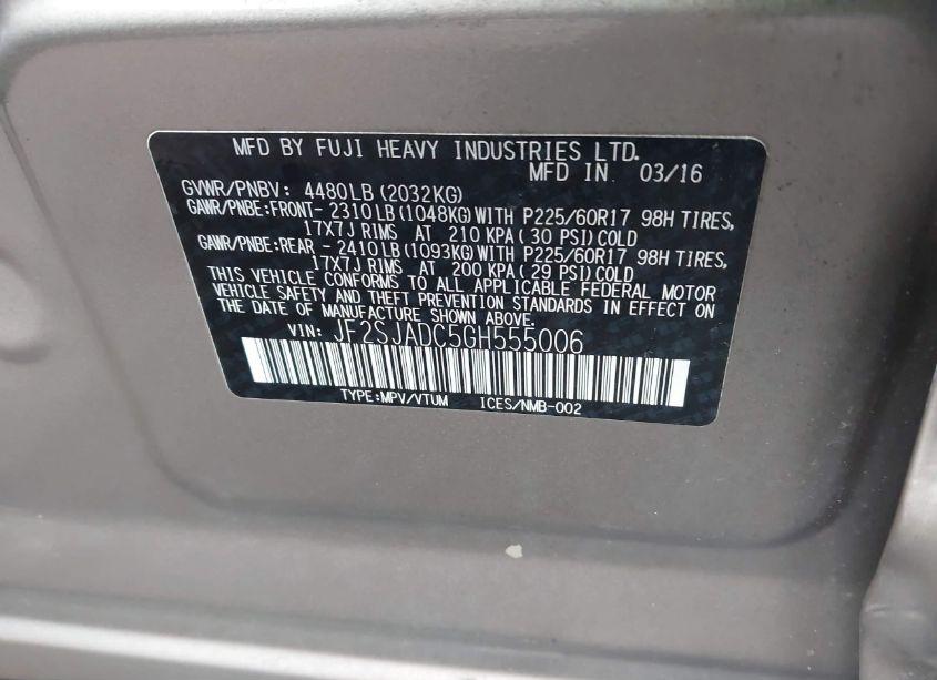 Photo 9 of 2016 Subaru Forester 2.5I PREMIUM (VIN JF2SJADC5GH555006)