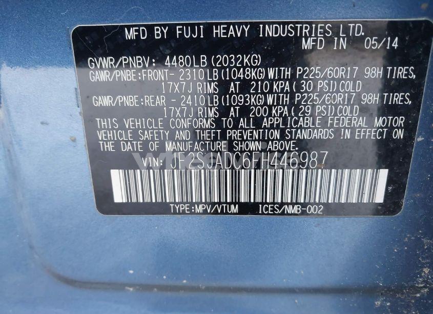 Photo 9 of 2015 Subaru Forester 2.5I PREMIUM (VIN JF2SJADC6FH446987)