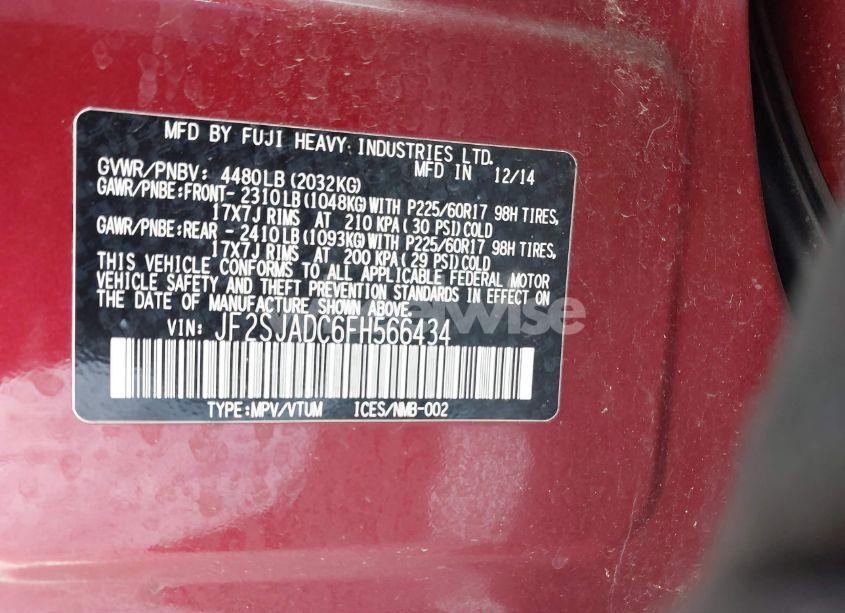 Photo 9 of 2015 Subaru Forester 2.5I PREMIUM (VIN JF2SJADC6FH566434)