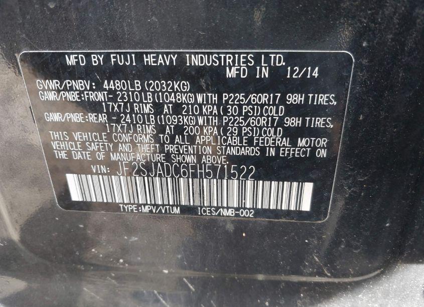 Photo 9 of 2015 Subaru Forester 2.5I PREMIUM (VIN JF2SJADC6FH571522)