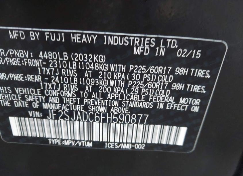 Photo 9 of 2015 Subaru Forester 2.5I PREMIUM (VIN JF2SJADC6FH590877)