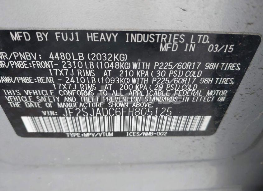 Photo 9 of 2015 Subaru Forester 2.5I PREMIUM (VIN JF2SJADC6FH805125)