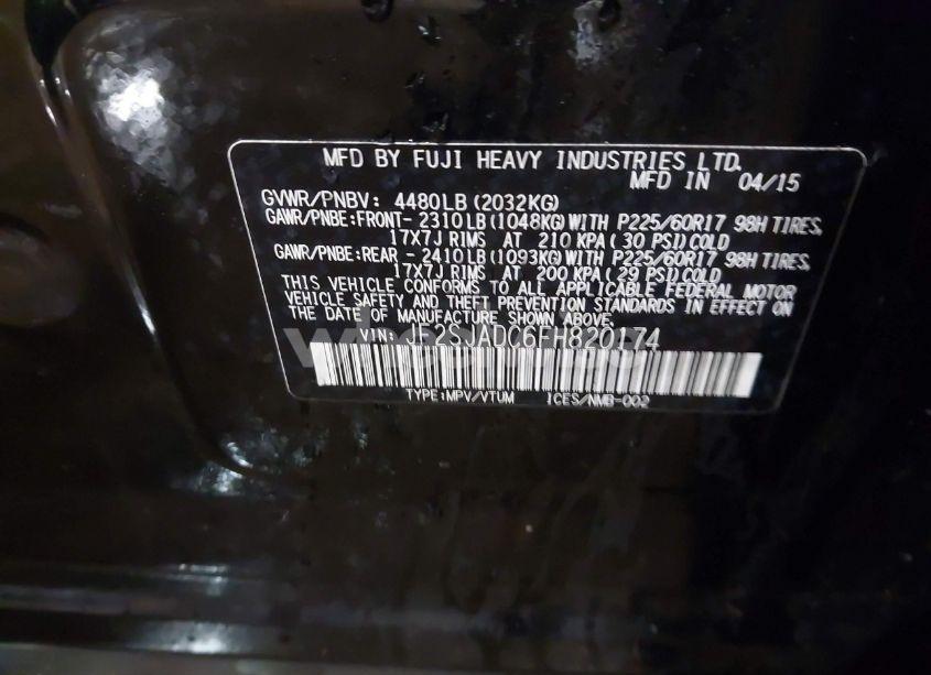 Photo 9 of 2015 Subaru Forester 2.5I PREMIUM (VIN JF2SJADC6FH820174)