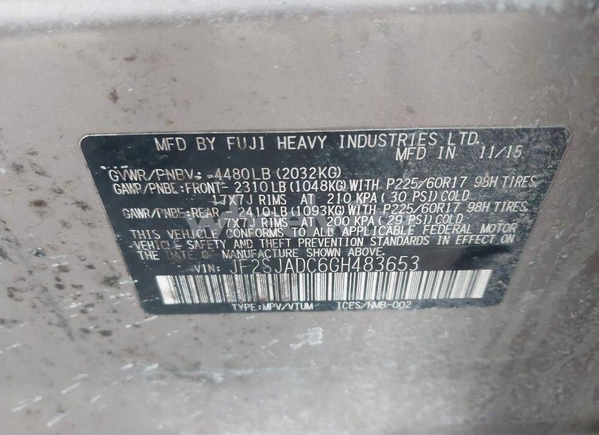 Photo 9 of 2016 Subaru Forester 2.5I PREMIUM (VIN JF2SJADC6GH483653)