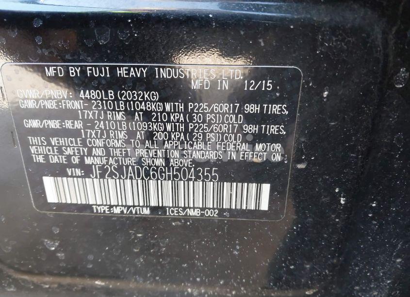 Photo 9 of 2016 Subaru Forester 2.5I PREMIUM (VIN JF2SJADC6GH504355)