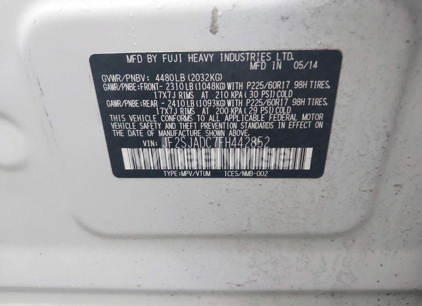 Photo 9 of 2015 Subaru Forester 2.5I PREMIUM (VIN JF2SJADC7FH442852)