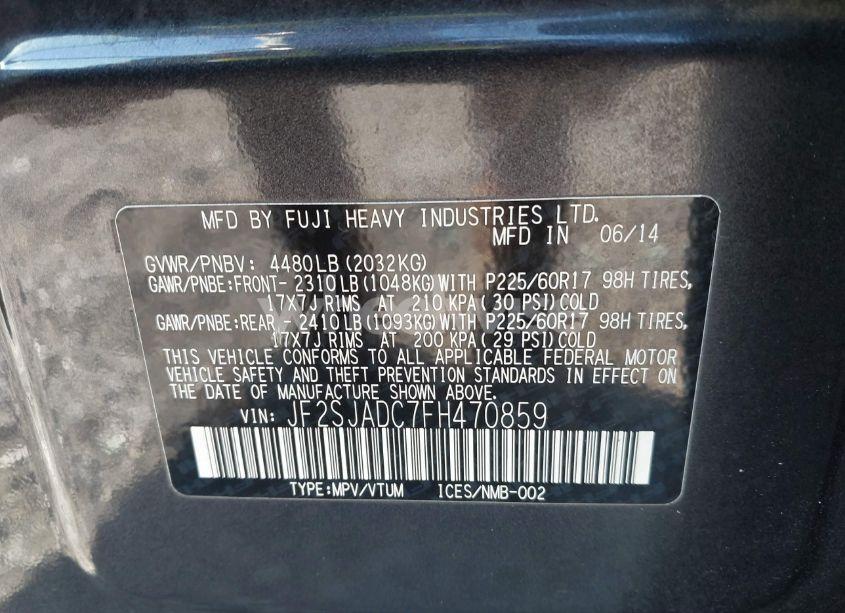 Photo 9 of 2015 Subaru Forester 2.5I PREMIUM (VIN JF2SJADC7FH470859)