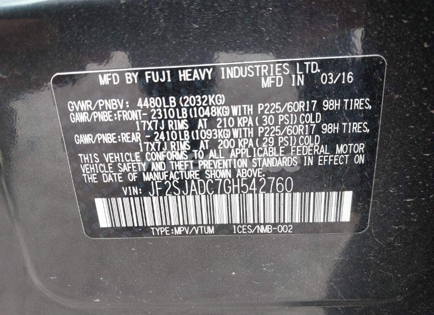 Photo 9 of 2016 Subaru Forester 2.5I PREMIUM (VIN JF2SJADC7GH542760)