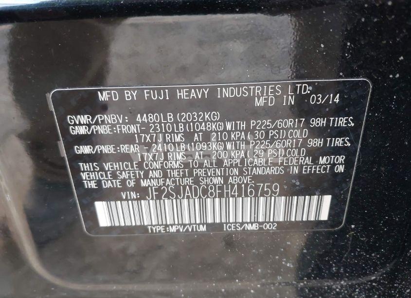 Photo 9 of 2015 Subaru Forester 2.5I PREMIUM (VIN JF2SJADC8FH416759)