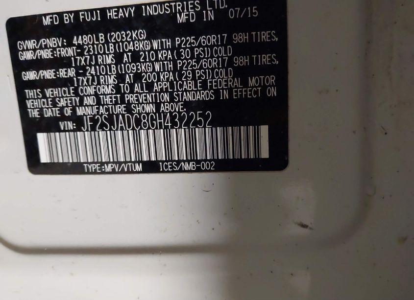 Photo 9 of 2016 Subaru Forester 2.5I PREMIUM (VIN JF2SJADC8GH432252)