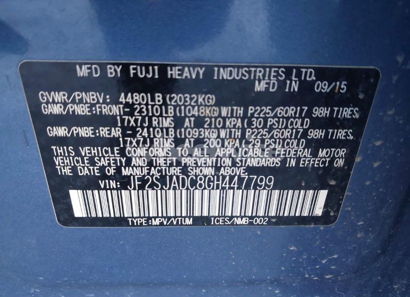 Photo 9 of 2016 Subaru Forester 2.5I PREMIUM (VIN JF2SJADC8GH447799)