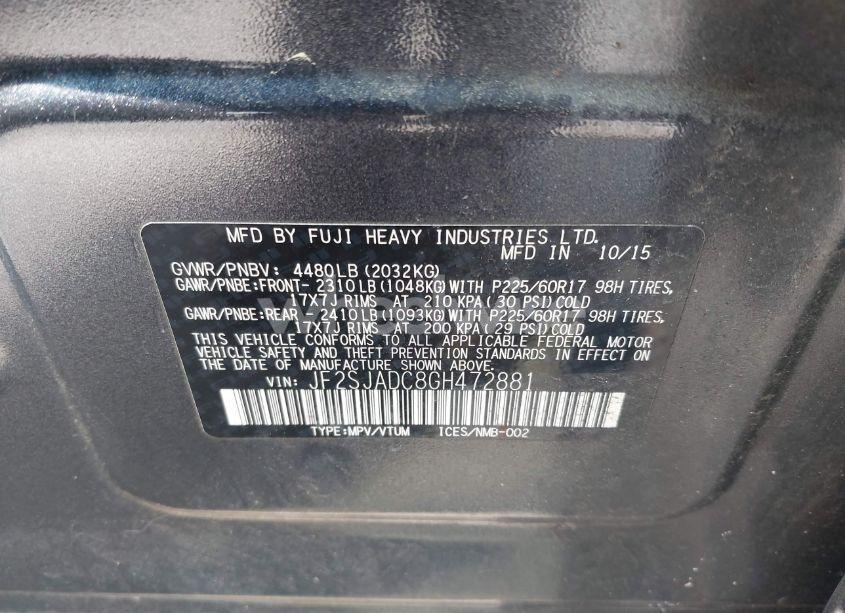 Photo 9 of 2016 Subaru Forester 2.5I PREMIUM (VIN JF2SJADC8GH472881)