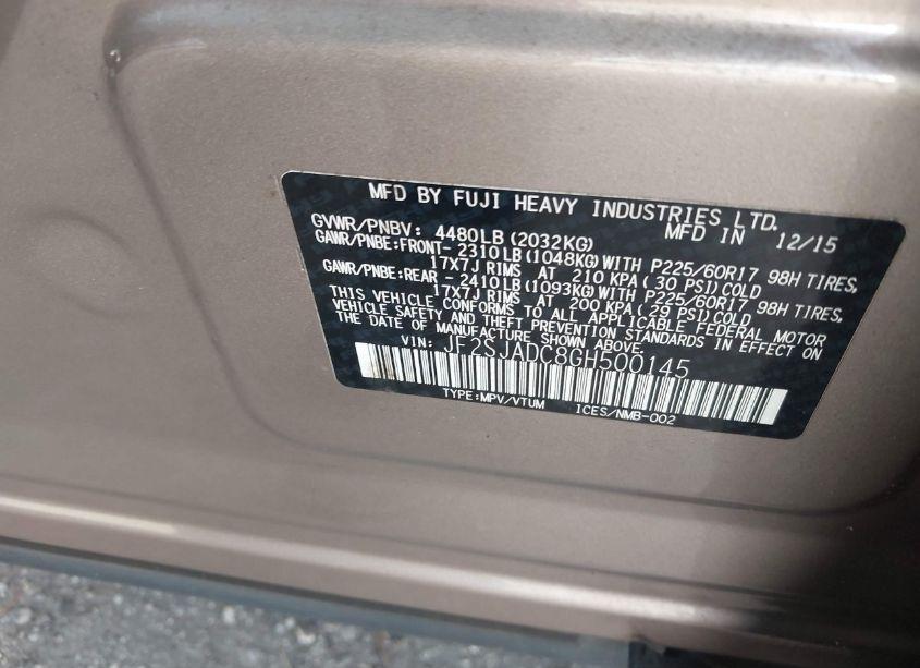 Photo 9 of 2016 Subaru Forester 2.5I PREMIUM (VIN JF2SJADC8GH500145)