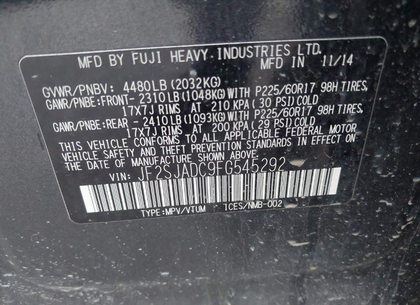 Photo 9 of 2015 Subaru Forester 2.5I PREMIUM (VIN JF2SJADC9FG545292)