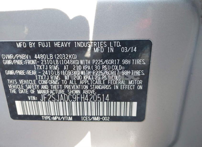 Photo 9 of 2015 Subaru Forester 2.5I PREMIUM (VIN JF2SJADC9FH420514)