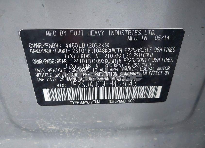 Photo 9 of 2015 Subaru Forester 2.5I PREMIUM (VIN JF2SJADC9FH453643)