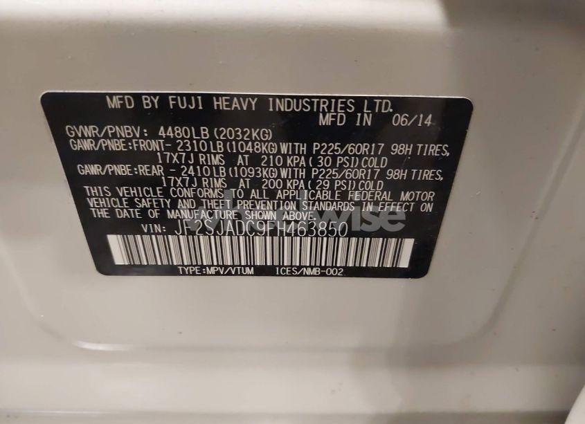 Photo 9 of 2015 Subaru Forester 2.5I PREMIUM (VIN JF2SJADC9FH463850)