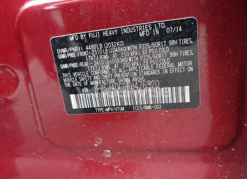 Photo 9 of 2015 Subaru Forester 2.5I PREMIUM (VIN JF2SJADC9FH476520)