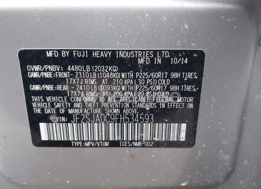 Photo 9 of 2015 Subaru Forester 2.5I PREMIUM (VIN JF2SJADC9FH534593)