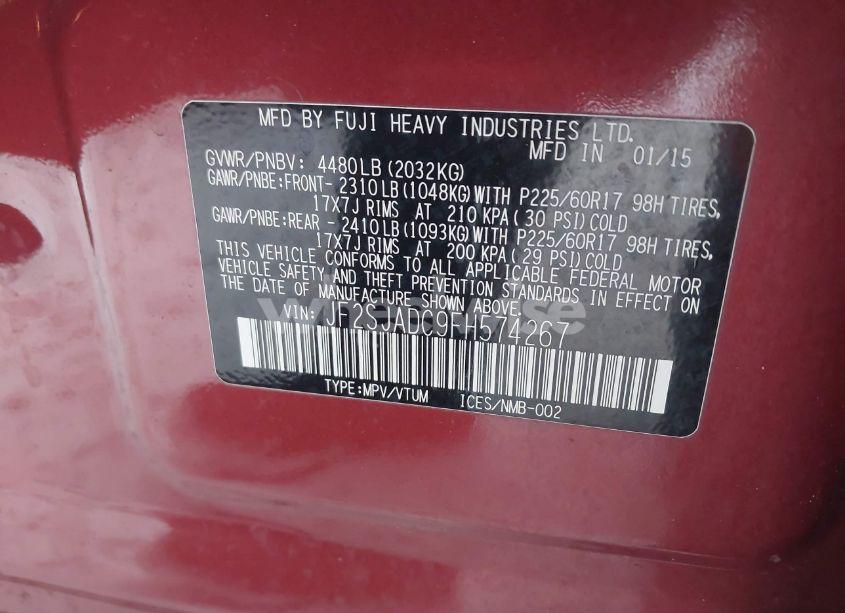 Photo 9 of 2015 Subaru Forester 2.5I PREMIUM (VIN JF2SJADC9FH574267)