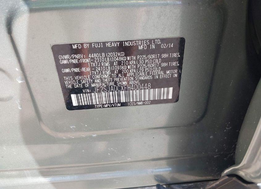 Photo 9 of 2015 Subaru Forester 2.5I PREMIUM (VIN JF2SJADCXFH400448)