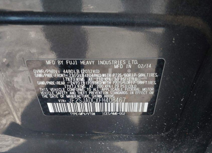 Photo 9 of 2015 Subaru Forester 2.5I PREMIUM (VIN JF2SJADCXFH408467)