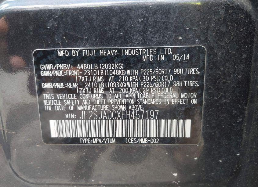 Photo 9 of 2015 Subaru Forester 2.5I PREMIUM (VIN JF2SJADCXFH457197)