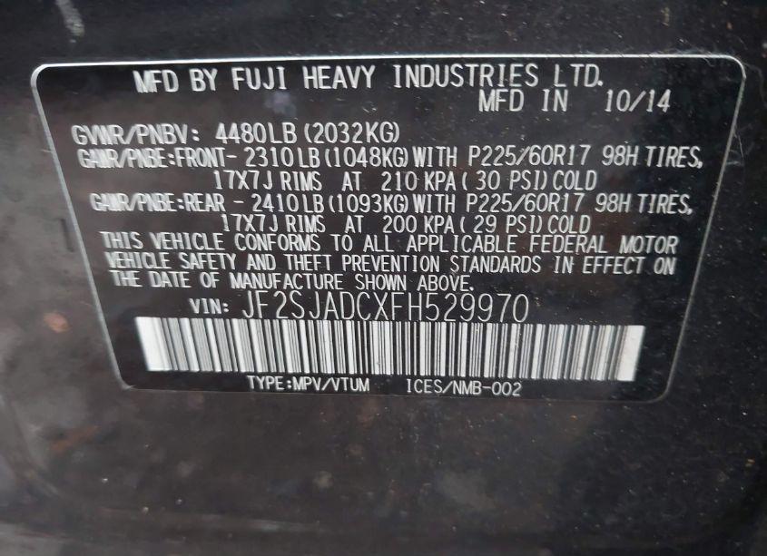 Photo 9 of 2015 Subaru Forester 2.5I PREMIUM (VIN JF2SJADCXFH529970)