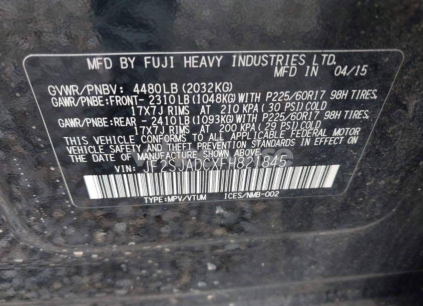 Photo 9 of 2015 Subaru Forester 2.5I PREMIUM (VIN JF2SJADCXFH821845)