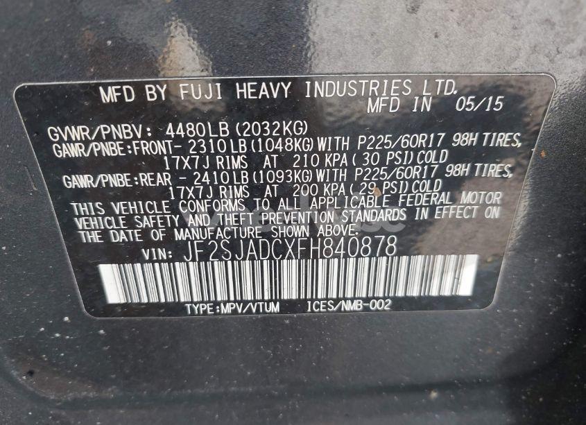 Photo 9 of 2015 Subaru Forester 2.5I PREMIUM (VIN JF2SJADCXFH840878)