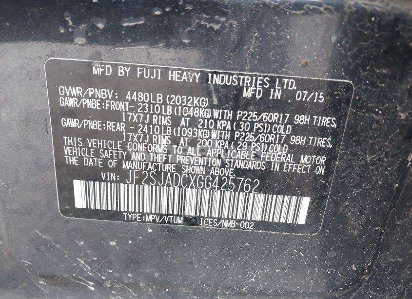 Photo 9 of 2016 Subaru Forester 2.5I PREMIUM (VIN JF2SJADCXGG425762)