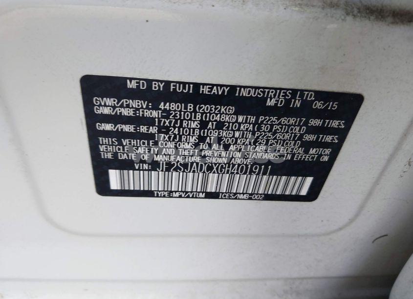 Photo 9 of 2016 Subaru Forester 2.5I PREMIUM (VIN JF2SJADCXGH401911)