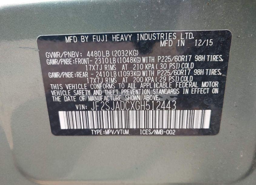 Photo 9 of 2016 Subaru Forester 2.5I PREMIUM (VIN JF2SJADCXGH512443)