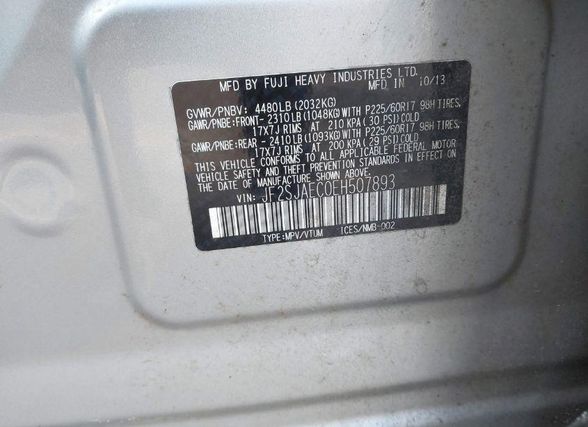 Photo 9 of 2014 Subaru Forester 2.5I PREMIUM (VIN JF2SJAEC0EH507893)