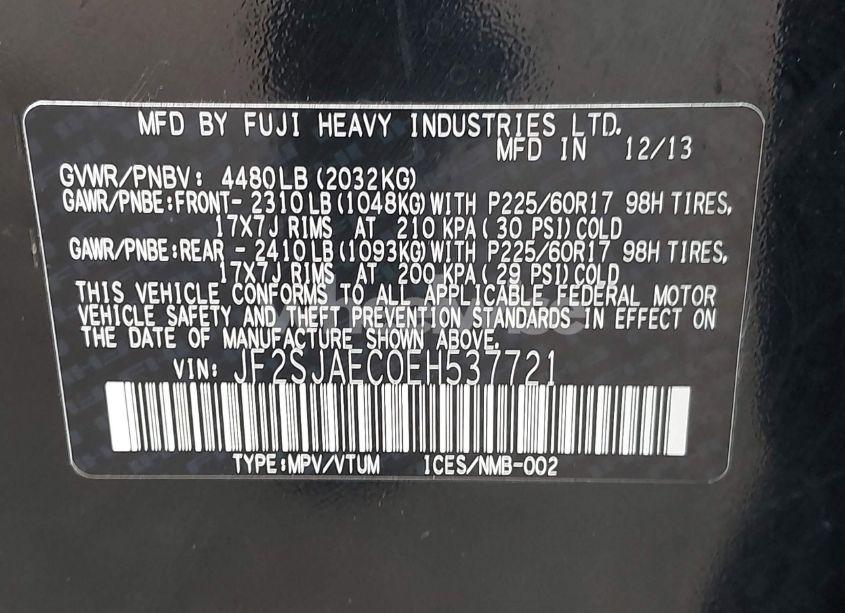 Photo 9 of 2014 Subaru Forester 2.5I PREMIUM (VIN JF2SJAEC0EH537721)