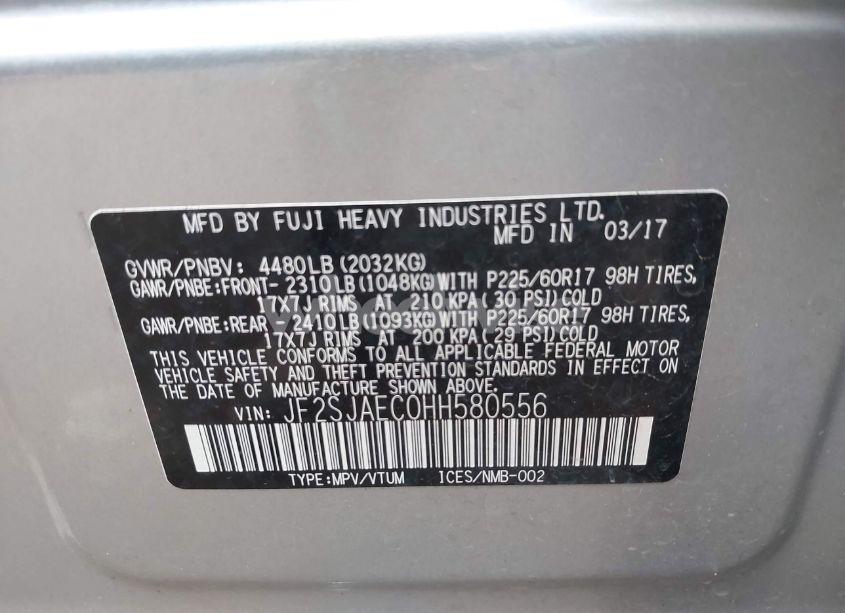 Photo 9 of 2017 Subaru Forester 2.5I PREMIUM (VIN JF2SJAEC0HH580556)