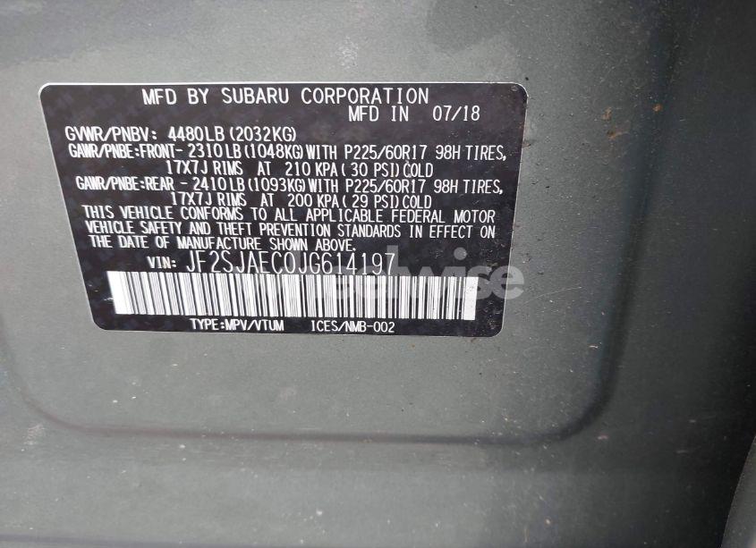 Photo 9 of 2018 Subaru Forester 2.5I PREMIUM (VIN JF2SJAEC0JG614197)