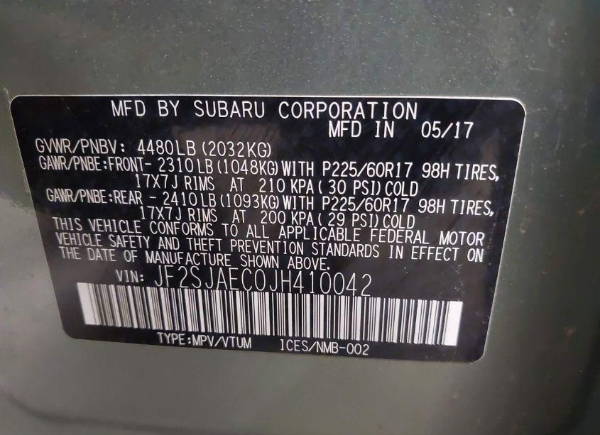 Photo 9 of 2018 Subaru Forester 2.5I PREMIUM (VIN JF2SJAEC0JH410042)