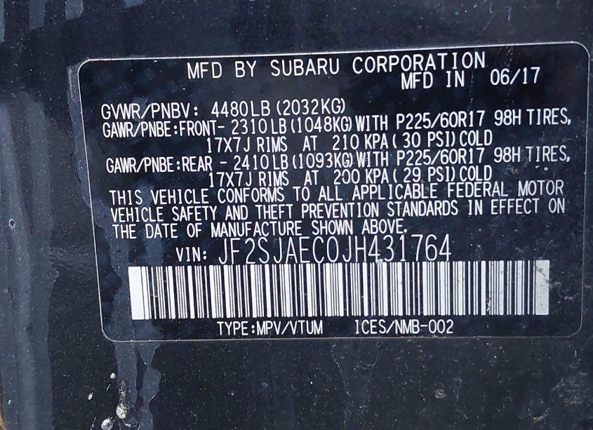 Photo 9 of 2018 Subaru Forester 2.5I PREMIUM (VIN JF2SJAEC0JH431764)