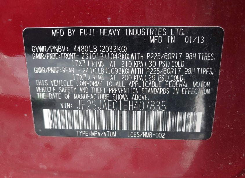 Photo 9 of 2014 Subaru Forester 2.5I PREMIUM (VIN JF2SJAEC1EH407835)