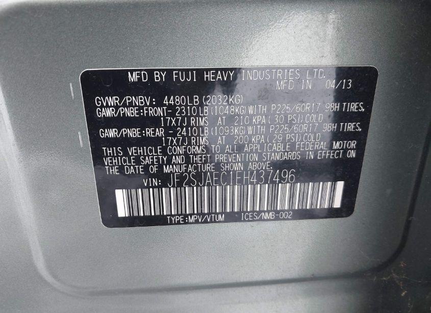 Photo 9 of 2014 Subaru Forester 2.5I PREMIUM (VIN JF2SJAEC1EH437496)