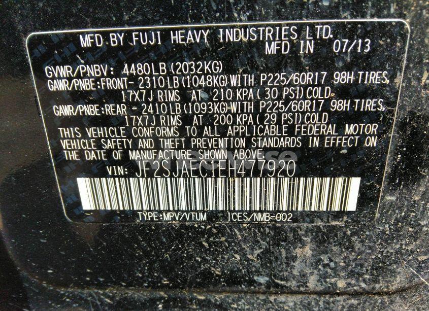 Photo 9 of 2014 Subaru Forester 2.5I PREMIUM (VIN JF2SJAEC1EH477920)