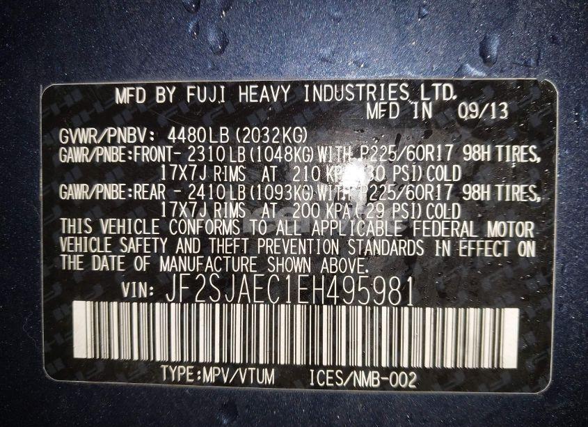 Photo 9 of 2014 Subaru Forester 2.5I PREMIUM (VIN JF2SJAEC1EH495981)