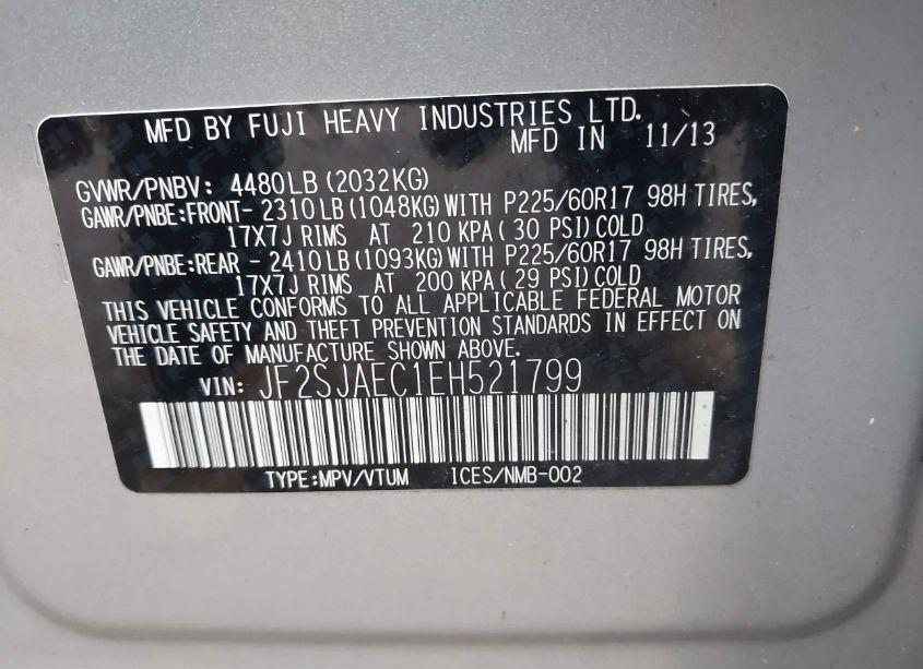 Photo 9 of 2014 Subaru Forester 2.5I PREMIUM (VIN JF2SJAEC1EH521799)