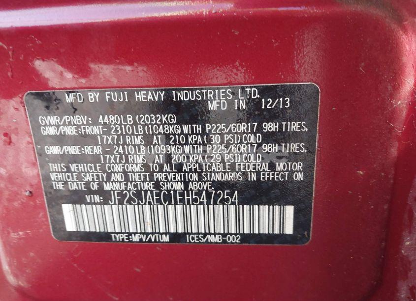 Photo 9 of 2014 Subaru Forester 2.5I PREMIUM (VIN JF2SJAEC1EH547254)