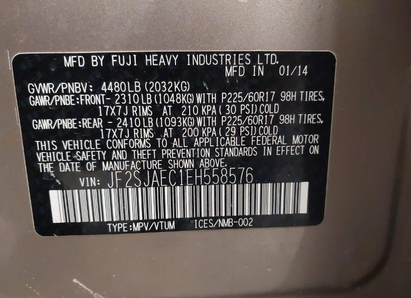 Photo 9 of 2014 Subaru Forester 2.5I PREMIUM (VIN JF2SJAEC1EH558576)